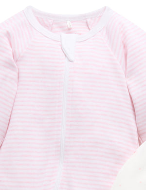 Purebaby 2 Pack Zip Growsuit in Pale Pink Bear Pack - official product photo 3