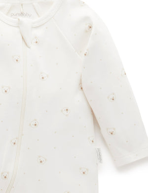 Purebaby 2 Pack Zip Growsuit in Vanilla Bear Pack - official product photo 3
