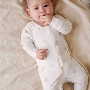 Purebaby Organic Zip Growsuit - Wattle Bee - lifestyle