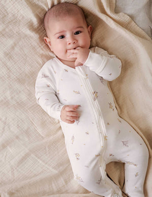 Purebaby 2 Pack Zip Growsuit in Vanilla Wattle Bee Pack - official product photo 2
