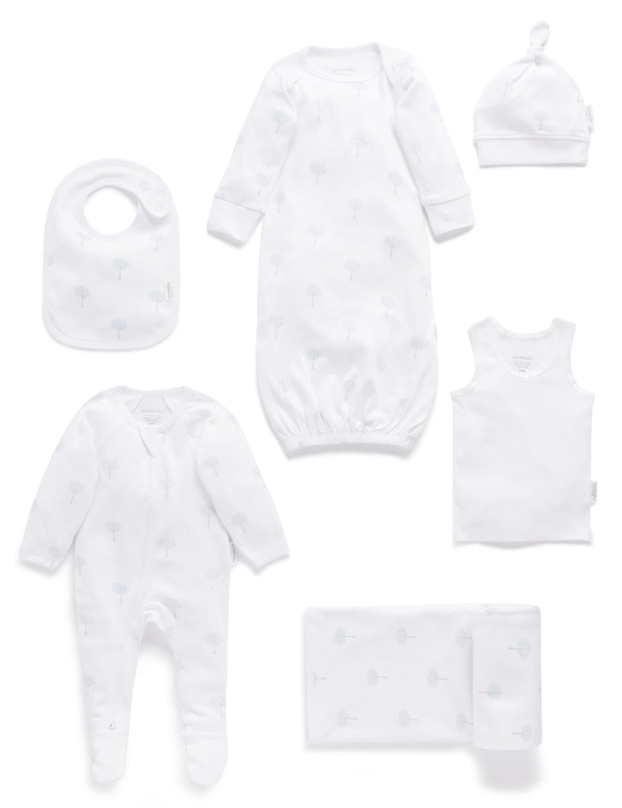 Purebaby Newborn Hospital Pack - Pale Blue Tree