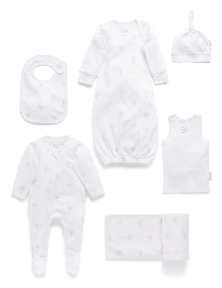 Purebaby Newborn Hospital Pack - Pale Pink Tree