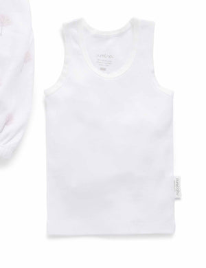 Purebaby Newborn Hospital Pack - Pale Pink Tree, ribbed singlet