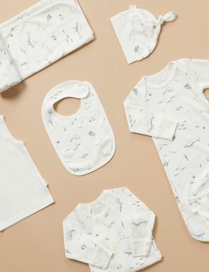 Purebaby Newborn Hospital Pack - Vanilla Nautical, flat lay