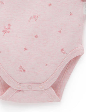 Purebaby Easy Neck Long Sleeve Bodysuit 2 Pack - Pale Pink Blossom