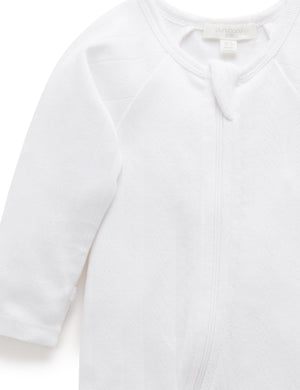 Purebaby Pointelle Growsuit and Hat Pack in White - official product photo 4