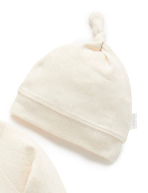 Purebaby Pointelle Growsuit and Hat Pack in Wheat Melange - official product photo 3
