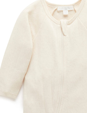 Purebaby Pointelle Growsuit and Hat Pack in Wheat Melange - official product photo 4