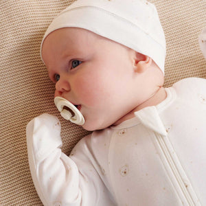 Purebaby Organic Zip Growsuit & Hat Set - Vanilla Bear - lifestyle