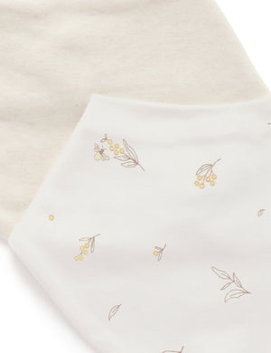 Purebaby Wattle Bee 2 Pack Dribble Bib in vanilla