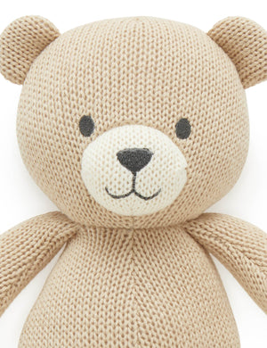 Purebaby Knitted Bear Toy - Camel, knit detail