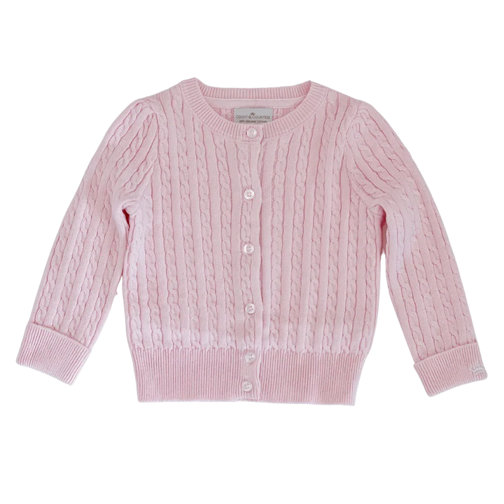 Count & Countess Organic Cotton Cable-Knit Baby Cardigan - Pink
