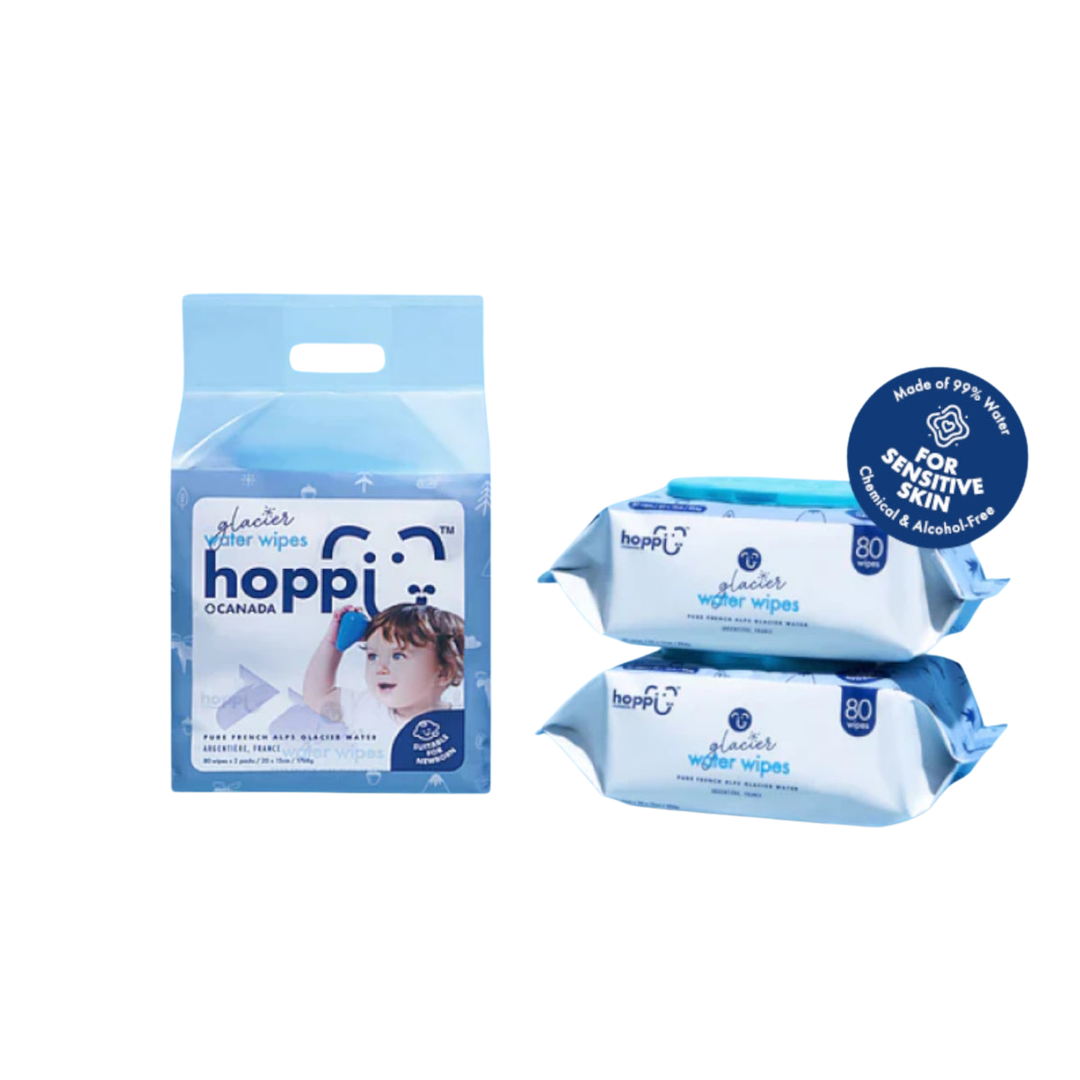 Hoppi Glacier Water Wipes 80'S X 4 Packs