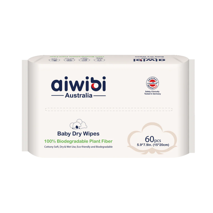 Aiwibi Baby Biodegradable Dry Wipes (60's x 1Pack)