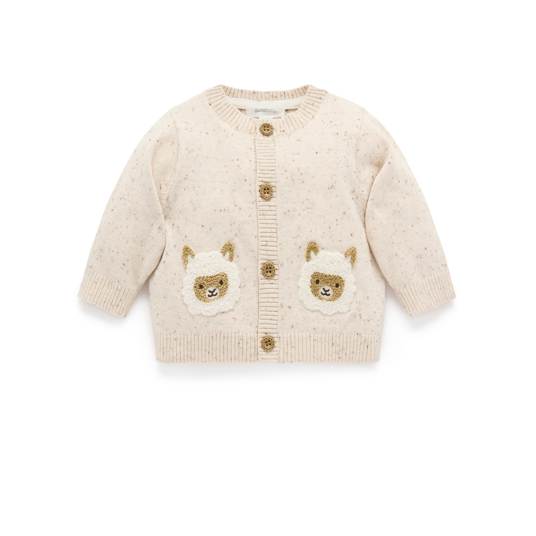 Purebaby Sand Neppy Print Fiesta Friends Cardigan Organic