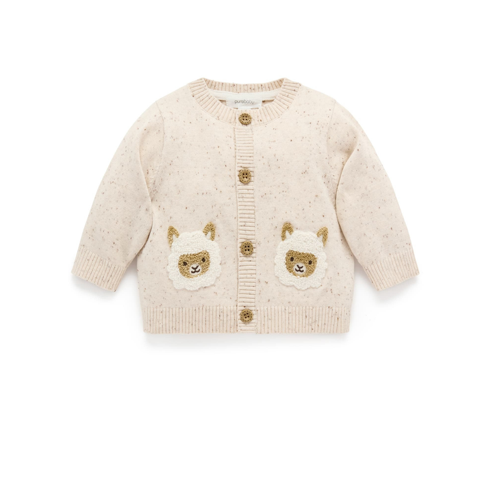 Purebaby Sand Neppy Print Fiesta Friends Cardigan Organic