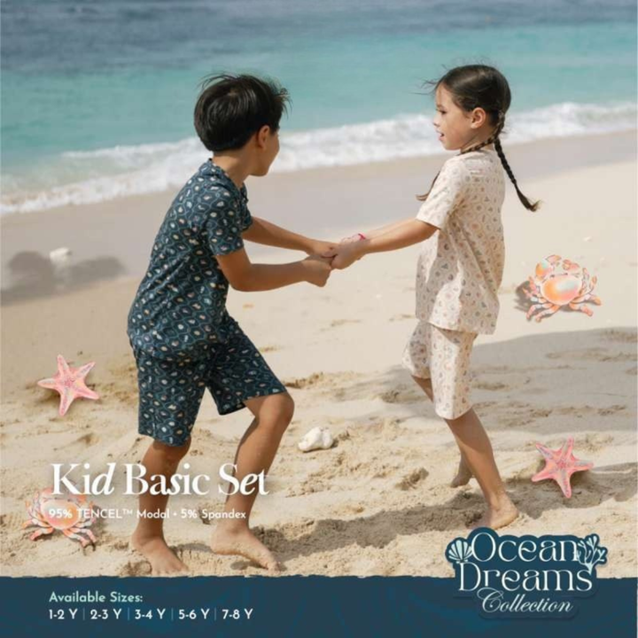 Koobicles Tencel Ocean Dreams In Ivory Pearl Basic Kid Set
