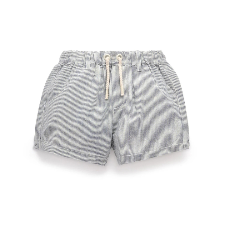 Purebaby Slub Stripe Print Linen Blend Short Organic