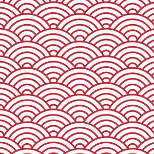 Red Scallop seigaiha print detail