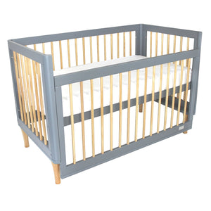 BABYHOOD RIYA COT (GREY AND WHITE) + BABYHOOD MY FIRST INNERSPRING MATTRESS WITH VENTS