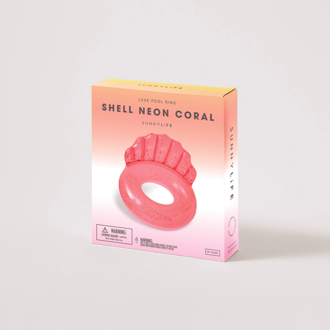 Sunnylife Luxe Pool Ring Shell Neon Coral