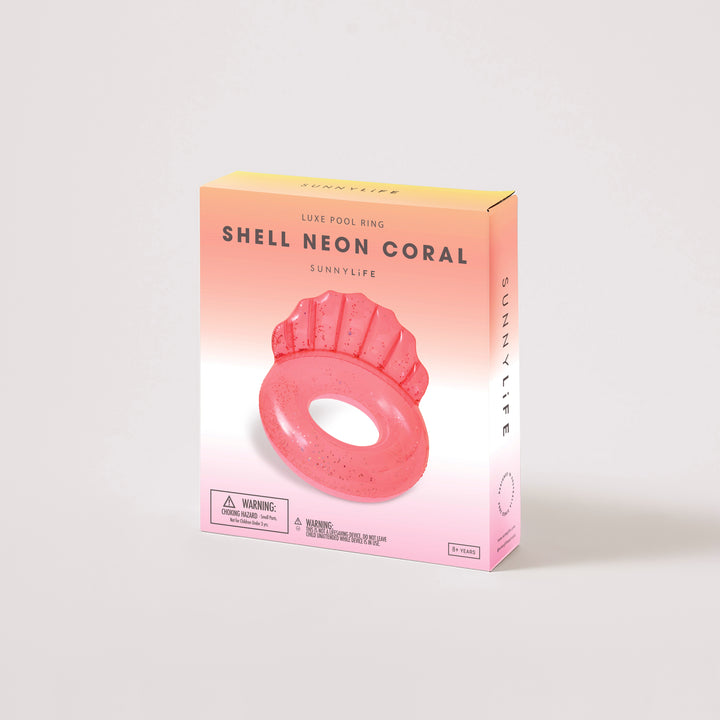 Sunnylife Luxe Pool Ring Shell Neon Coral