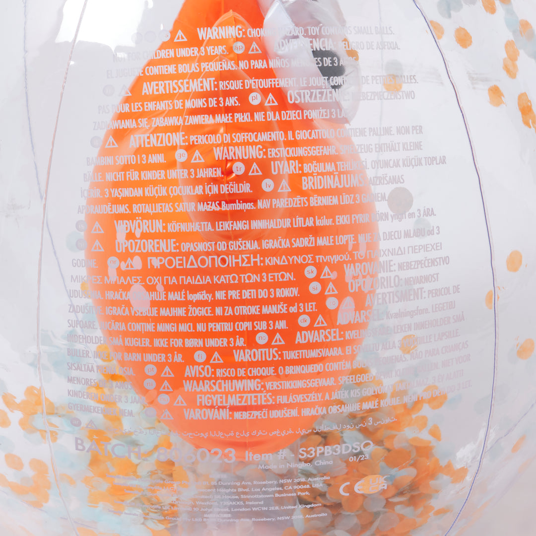 Sunnylife 3D Inflatable Beach Ball Sonny the Sea Creature Neon Orange