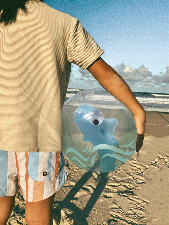 Sunnylife 3D Inflatable Beach Ball Shark Tribe Khaki