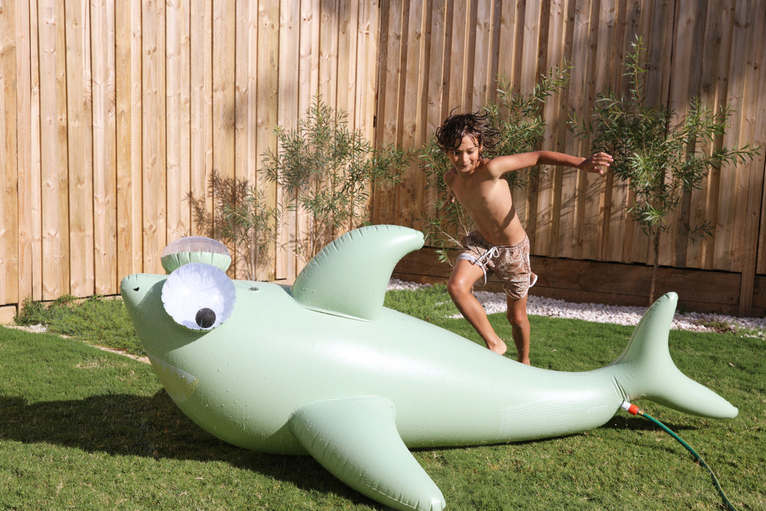 Sunnylife Inflatable Giant Sprinkler Shark Tribe Khaki