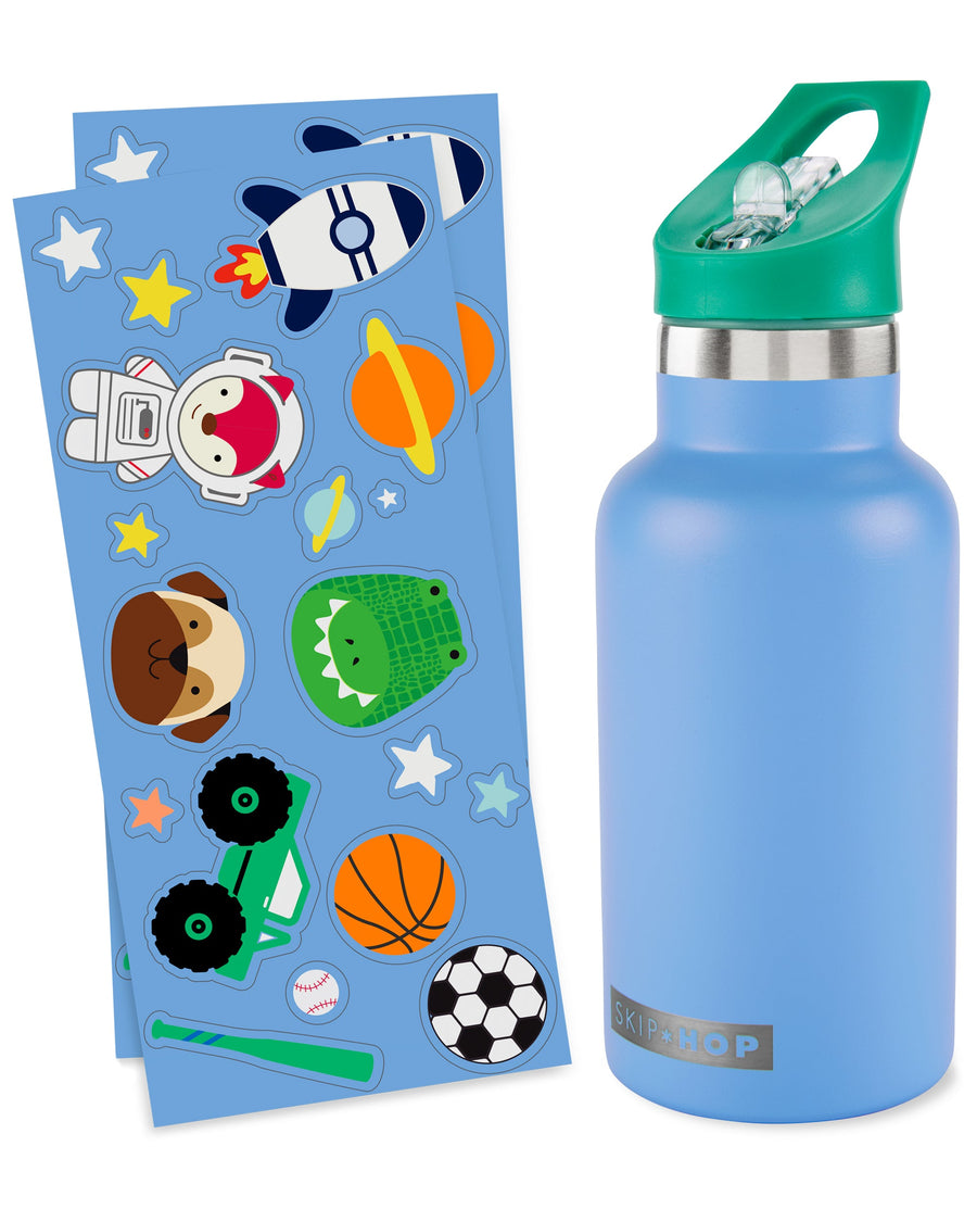Skip Hop Stainless Steel Canteen Bottle in Blue with sticker sheets