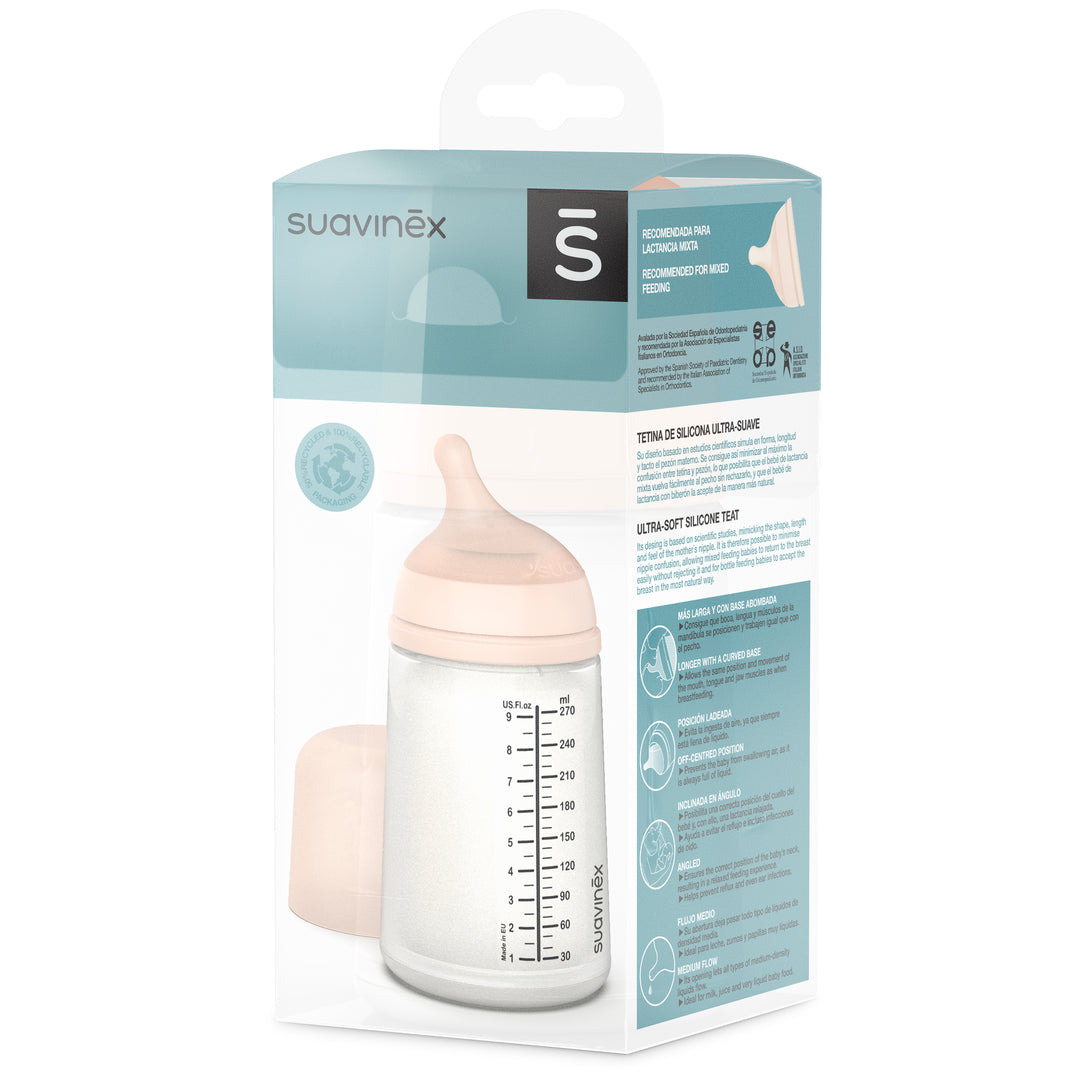 Suavinex Zero Zero Anti Colic Bottle 270ml - Medium Flow 3M+