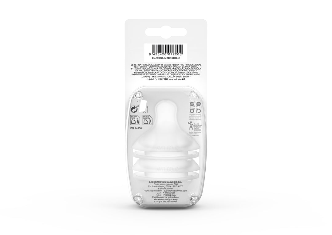 Suavinex SX Pro Physiological Silicone Teats for Baby Bottle - Slow Flow