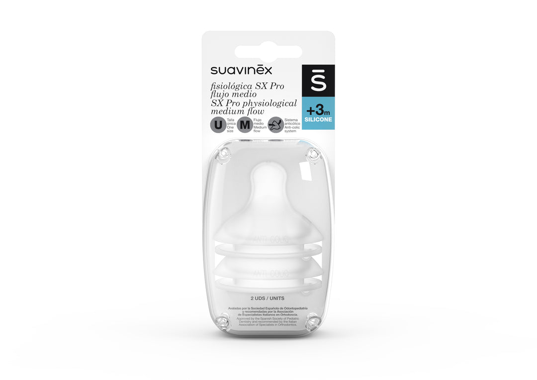 Suavinex SX Pro Physiological Silicone Teats for Baby Bottle - Medium Flow