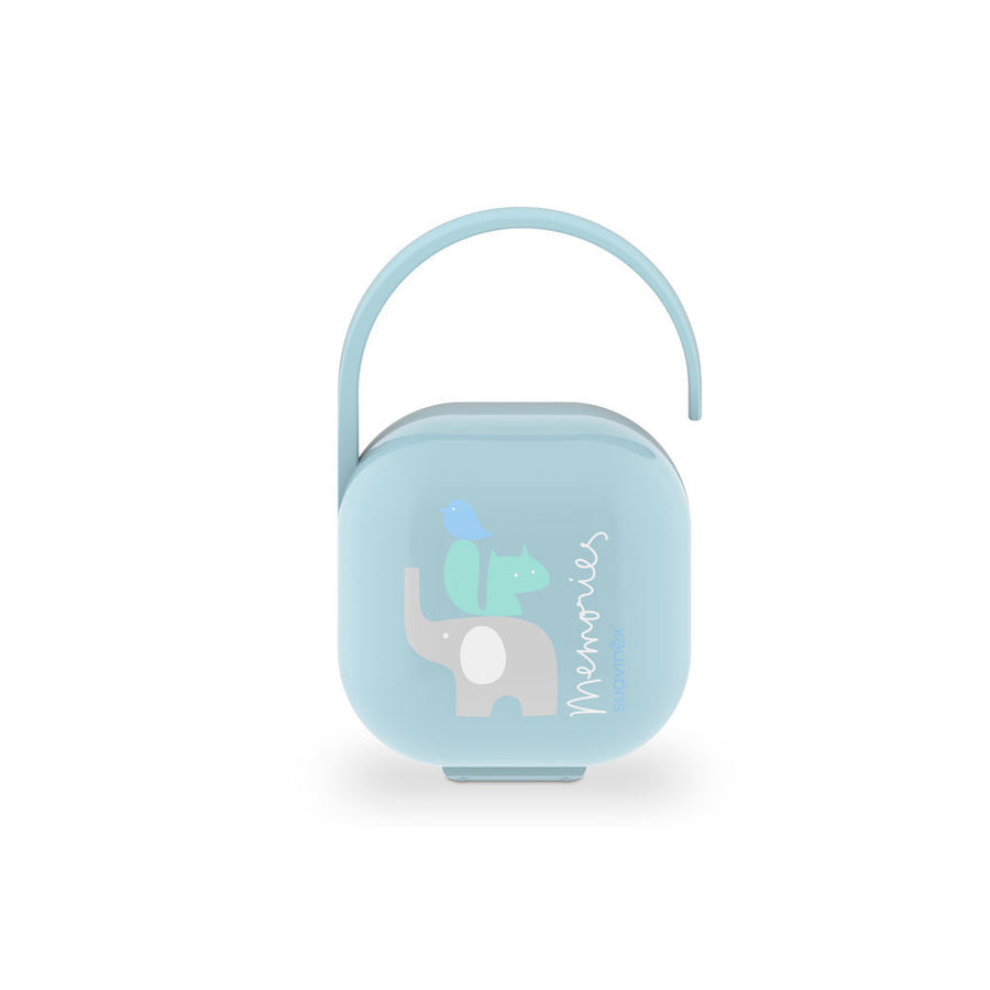 Suavinex Memories soother case in blue with carry handle
