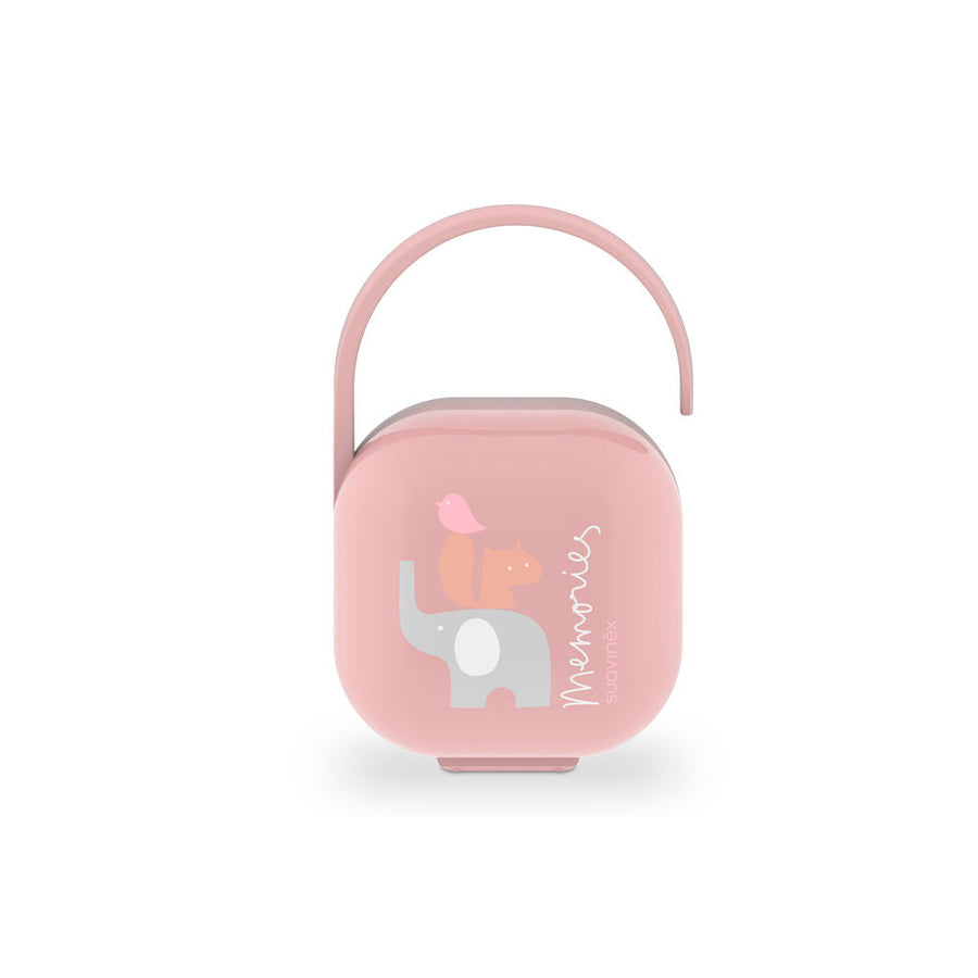 Suavinex Memories soother case in pink with carry handle