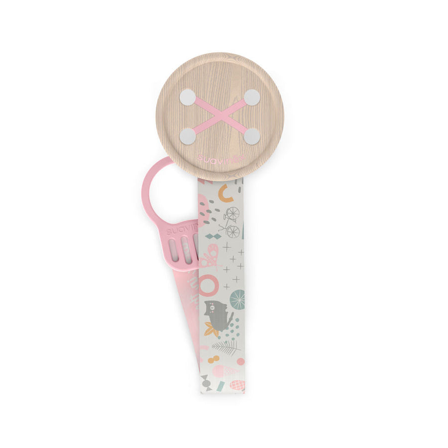 Suavinex A Walk In The Park button soother clip with ribbon, nude