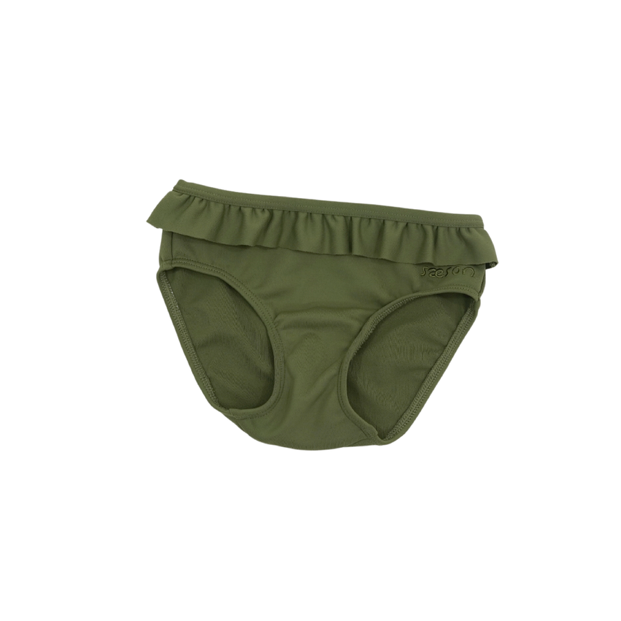 Saeson Ellwood Swim Underwear in Pine Green - frill-waist baby swim brief, flat lay