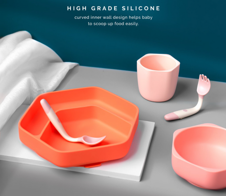 HE OR SHE Toddler Feeding Set- Grey/Black