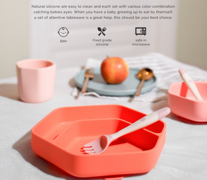 HE OR SHE Toddler Feeding Set- Grey/Black