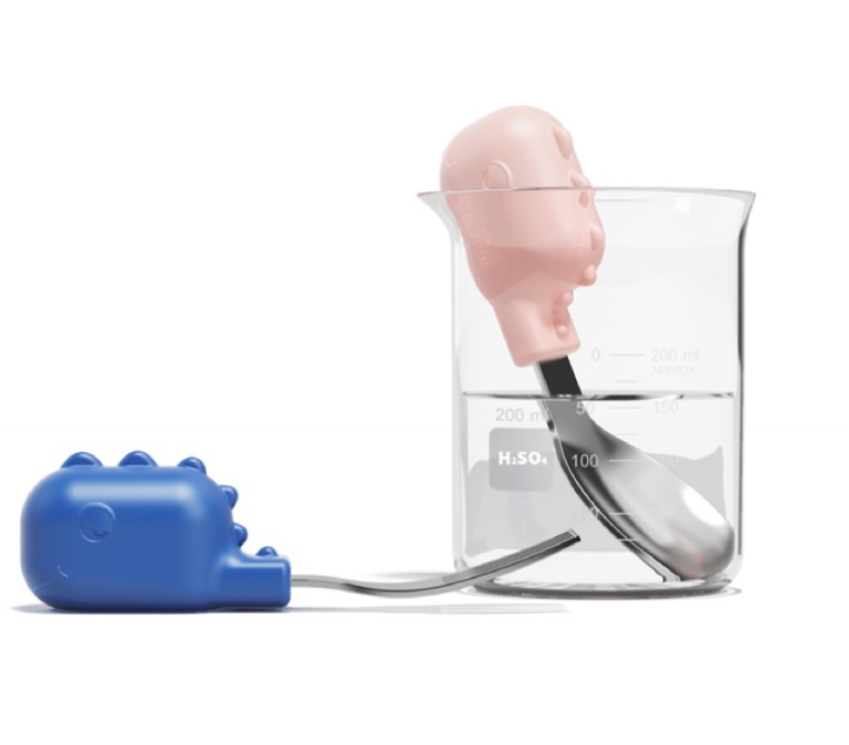 HE OR SHE Baby Fork & Spoon Set- Pink White