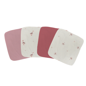 Saeson Tencel Face Terry Towel 10" x 10" 4-Pack Goose/Pink Dandelion/Rosewood Goose/Dandelion
