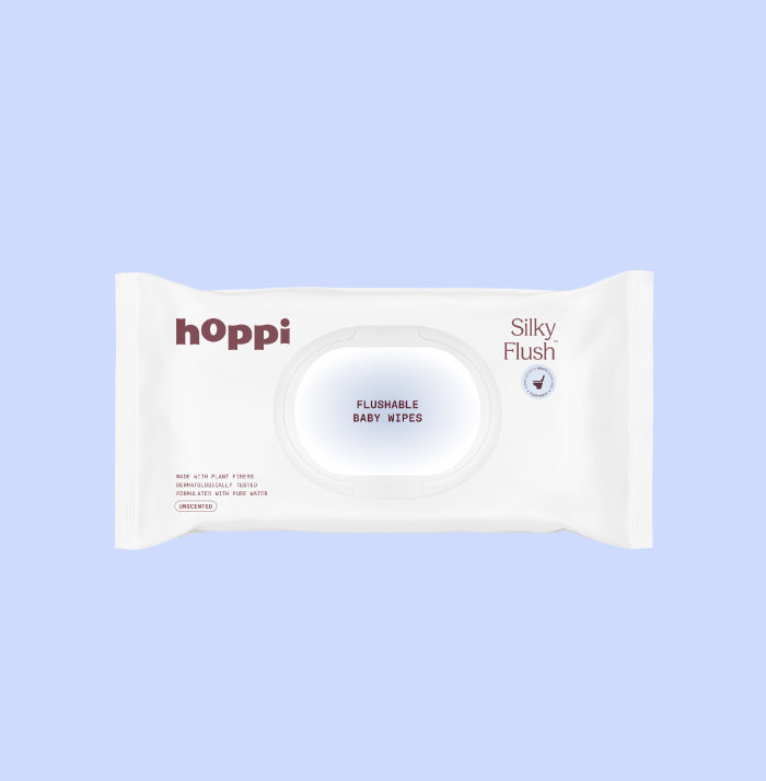 Hoppi Silky Flush Flushable Baby Wipes