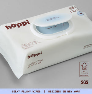 Hoppi Silky Flush Flushable Baby Wipes