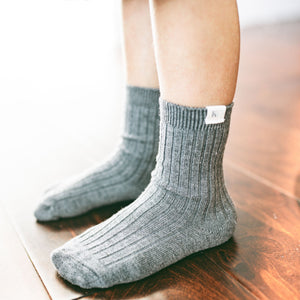 Toddler wearing Kays+Kins ribbed socks