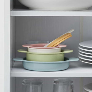 Combi Stacking Tableware nested and stored in a cupboard