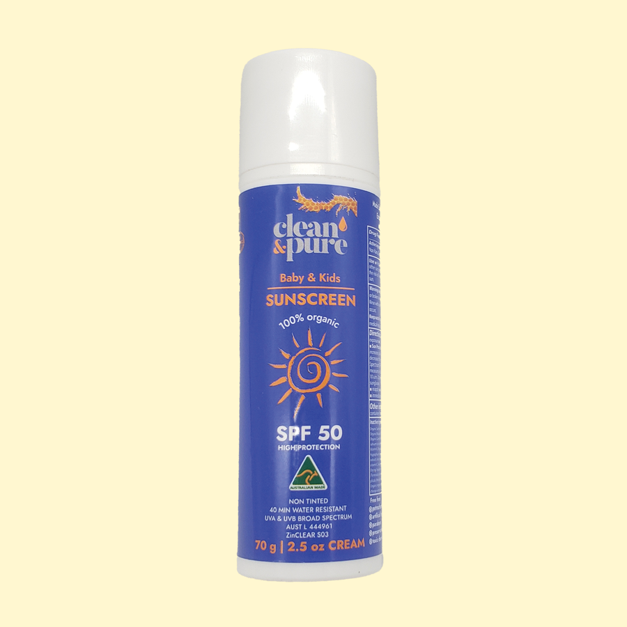Clean & Pure Baby & Kids Sunscreen SPF 50, 70g tube
