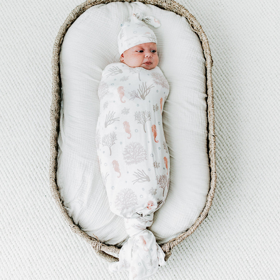 KAYS + KINS Bamboo Luxe Swaddle Set - Seahorse Cove
