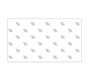 Papazo Playful Pals Roll Play Mat with a repeating grey elephant print on a cream ground