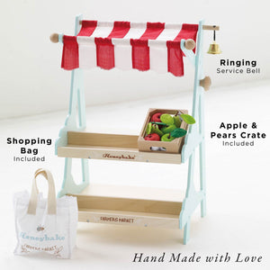 Le Toy Van market stall with shopping bag and service bell