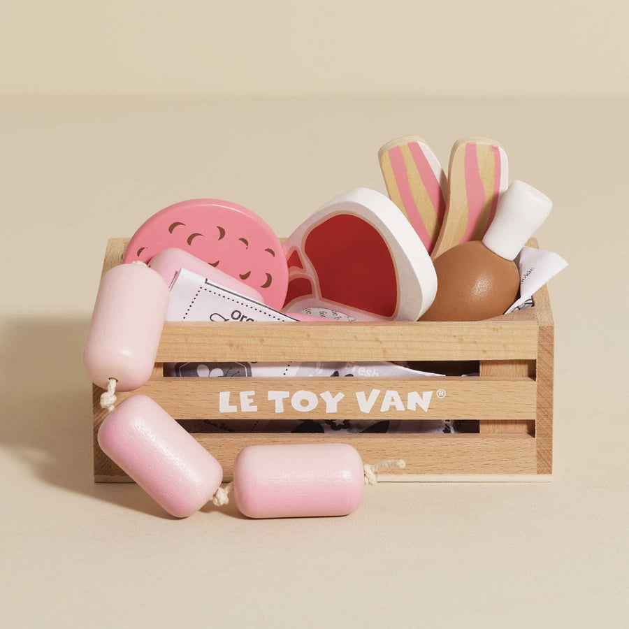 Le Toy Van Butchers Meat Wooden Market Crate TV189